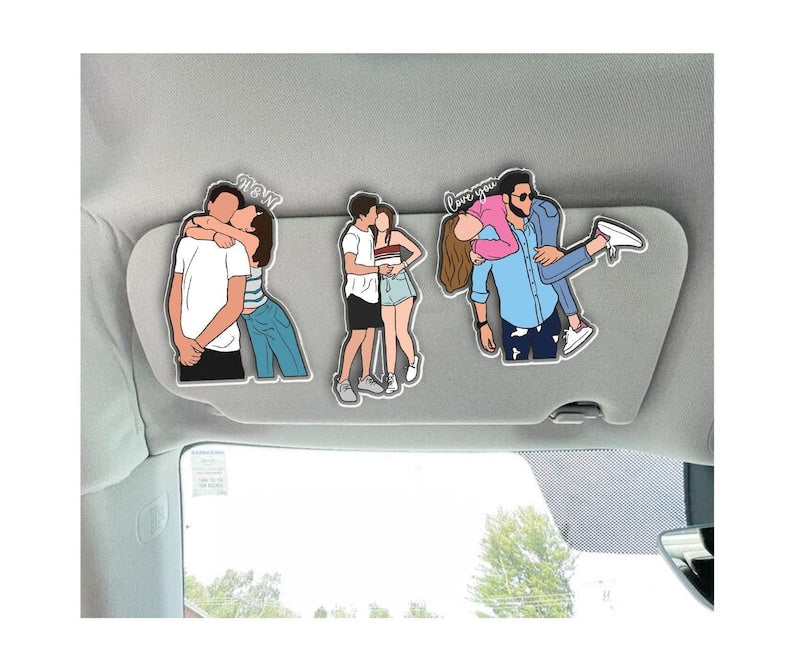 Valentines Gift For Him, Drive Safe Photo Visor Clip, Faceless Portrait Visor, Gift For Boyfriend, Drive Safe Sun Visor Picture Clip