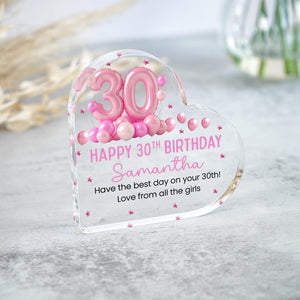 Personalised Happy 30th Birthday Gift Plaque, Birthday Gift For Her, Heart Plaque, 30th Birthday Gifts, Pink 30th Gift, Gifts for Her