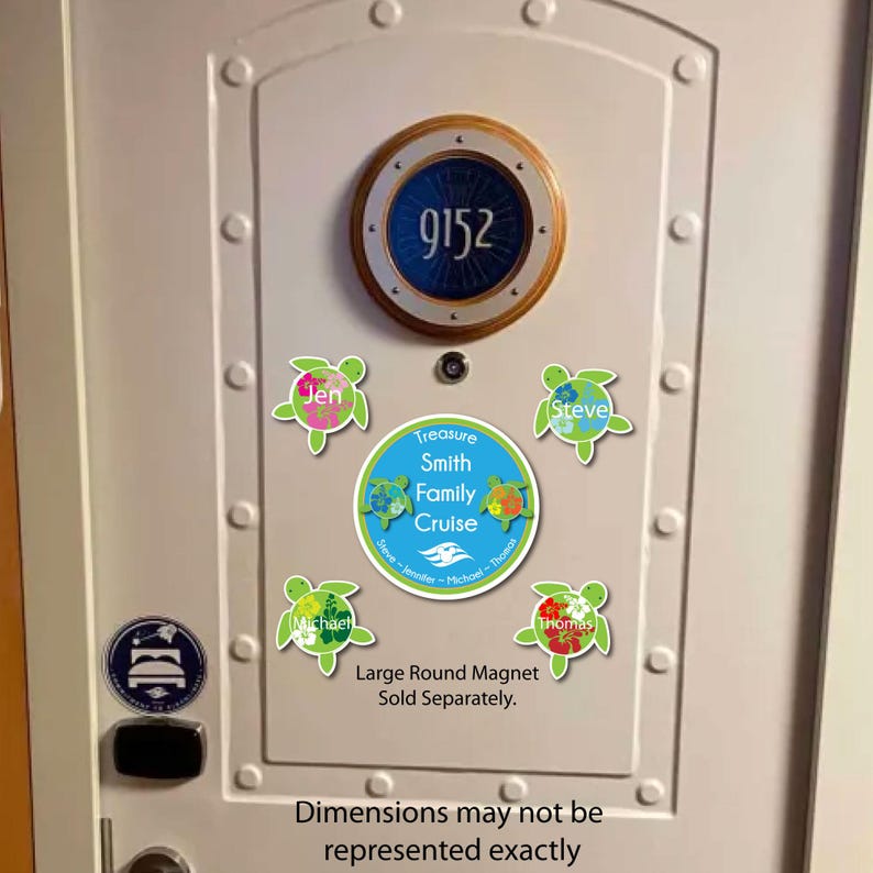 Personalized Sea Turtle Cruise Door Magnet - Custom Tropical Cruise Decor with Hibiscus Shells | Fun Vacation Name Sign