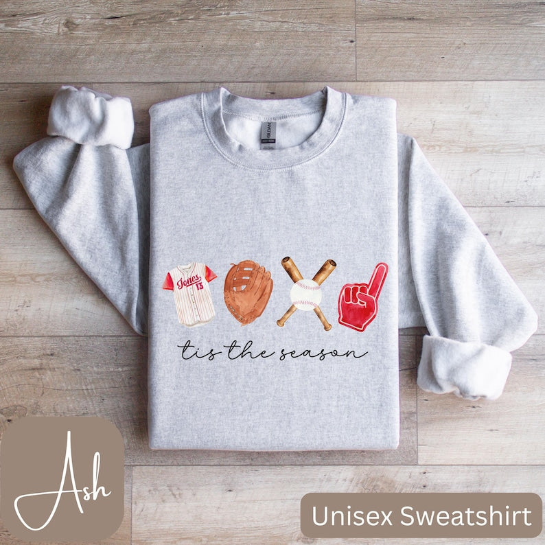 Customized Baseball Sweatshirt, Baseball Tis the Season, Baseball Gifts, Cute Baseball Mom Shirt, Baseball Jersey Number Shirt, Baseball Mom