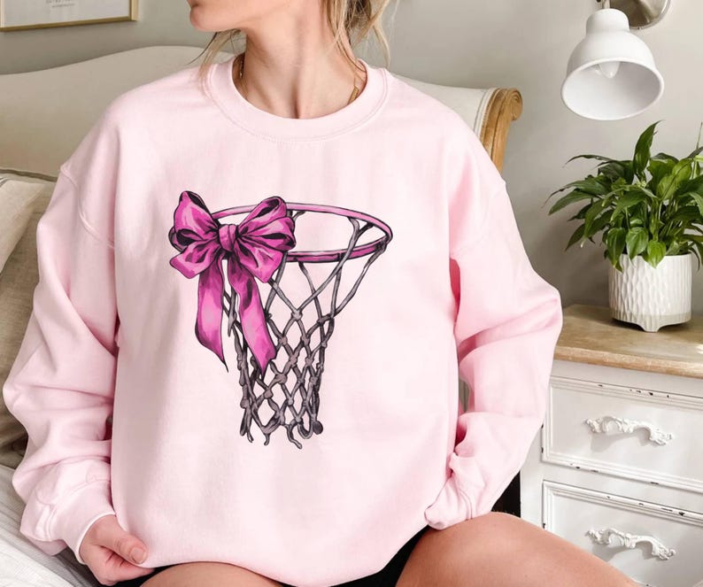 Coquette Basketball Sweatshirt, Basketball Mom Sweatshirt, Basketball Coquette Bow Sweatshirt, Sport Mom Gift,Basketball Lover Gift Game Day