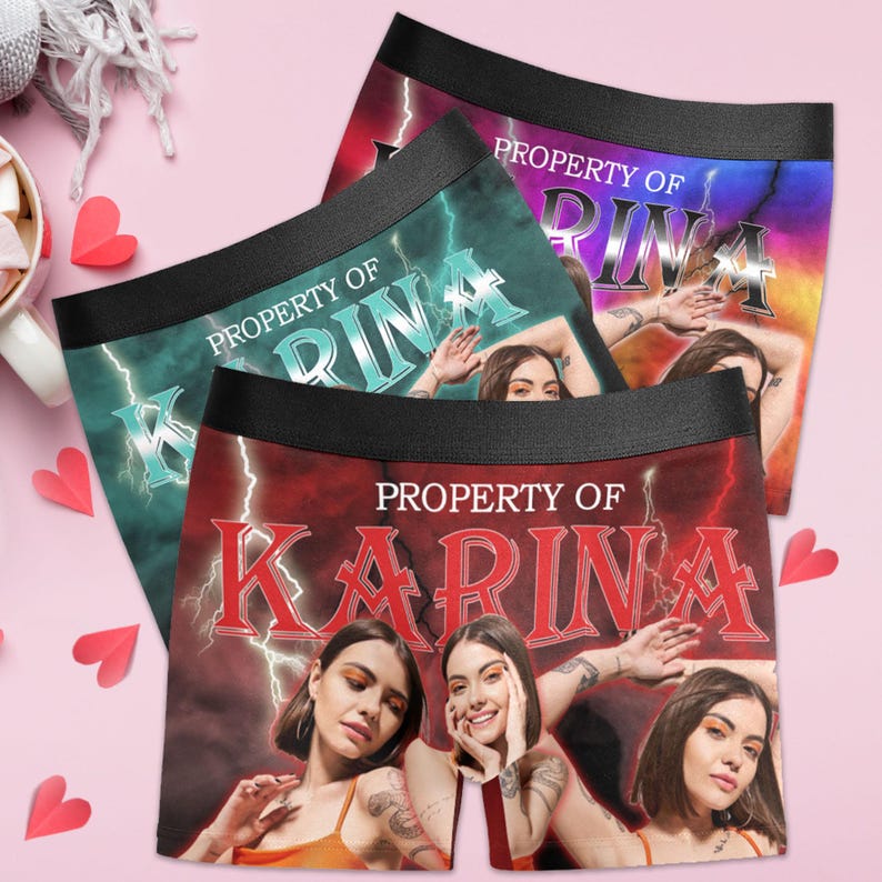 Personalized Boxer with Picture, Personalized Photo Underwear, Custom Name on underwear, Custom boxer for Boyfriend, Valentine Gift for Him