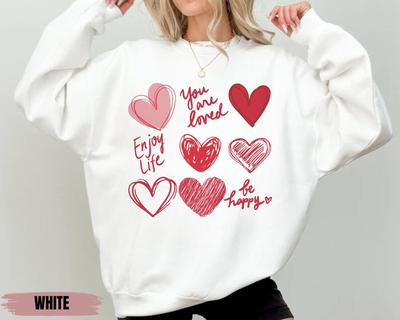 Womens Valentines Hearts Sweatshirt, Valentine's Day Shirt, Love Hearts Valentine, Valentine Sweatshirt, Women's Valentines Day Sweatshirt