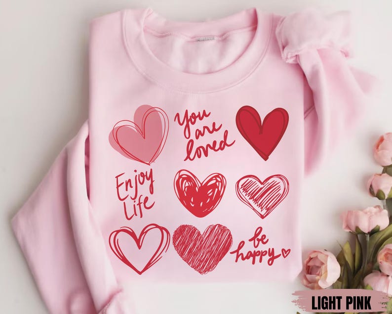 Womens Valentines Hearts Sweatshirt, Valentine's Day Shirt, Love Hearts Valentine, Valentine Sweatshirt, Women's Valentines Day Sweatshirt