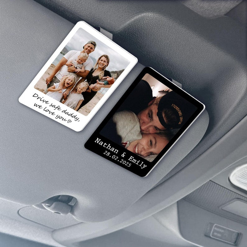 Personalized Valentine Day Gift For Him, Custom Photo Couples Car Visor Clip, Besties Gift, Custom Best Friend Sun Visor Clip With Picture
