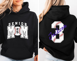 Senior Baseball Mom Sweatshirt, Personalized Baseball Gift for Mom, Custom Senior Baseball Mom Hoodie,Baseball Mom Sweater,Baseball Mom Gift