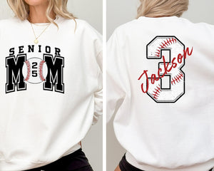 Senior Baseball Mom Sweatshirt, Personalized Baseball Gift for Mom, Custom Senior Baseball Mom Hoodie,Baseball Mom Sweater,Baseball Mom Gift