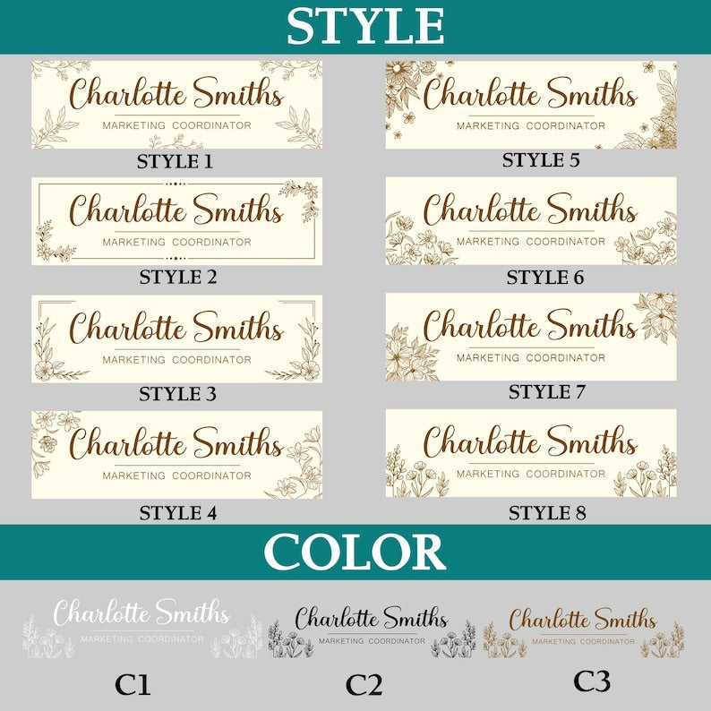 Personalized Desk Name Acrylic Plaque, Custom Office Plate with Name and Position, Floral Name Sign Acrylic Plaque, Gift for Graduation