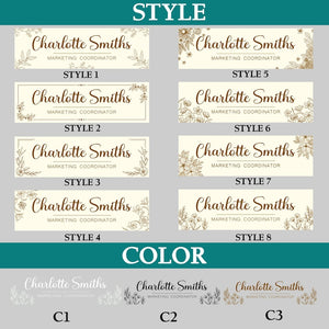 Personalized Desk Name Acrylic Plaque, Custom Office Plate with Name and Position, Floral Name Sign Acrylic Plaque, Gift for Graduation