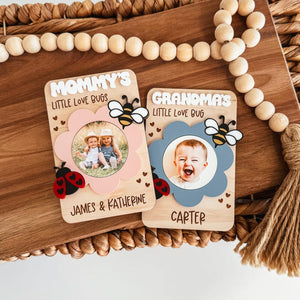 Fridge Photo Magnet, Custom Photo Frame Magnet, Love Bug Magnet, Mom Photo Magnet, Grandma Photo Magnet, Mother's Day Gift, Mom Gift