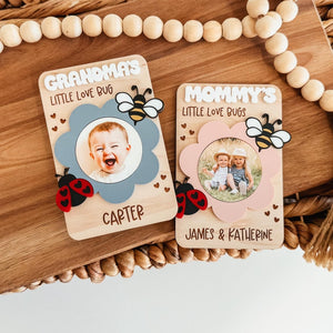 Fridge Photo Magnet, Custom Photo Frame Magnet, Love Bug Magnet, Mom Photo Magnet, Grandma Photo Magnet, Mother's Day Gift, Mom Gift