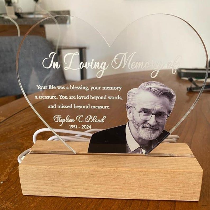 Custom Photo Memorial Night Light, Dad Remembrance In Loving Memory Stand, Memorial Picture Gift, Mom Loss Night Light, Loss of Father Gift