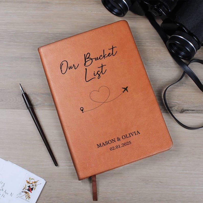 Our Bucket List Personalized Couple Travel Journal Custom Notebook Customized Adventure Memory Notebook Wedding Engagement Anniversary Gift