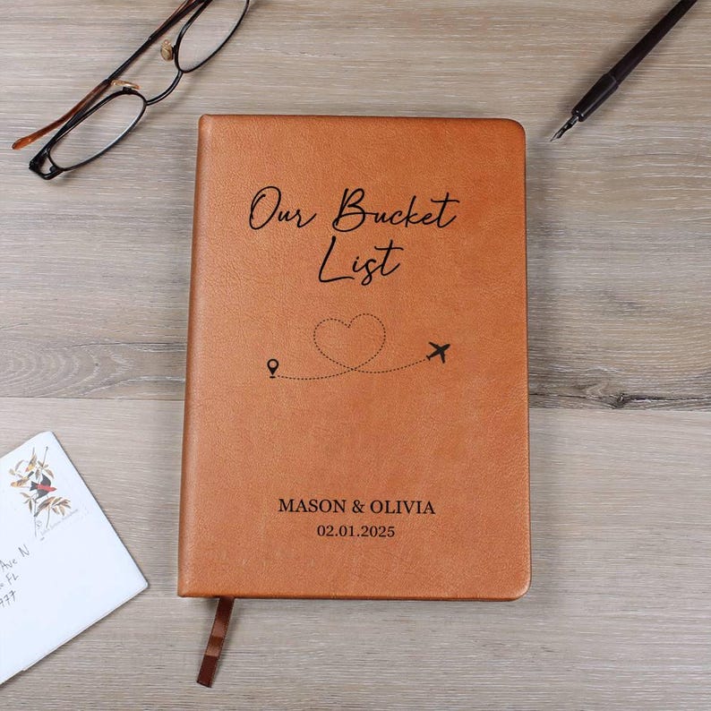 Our Bucket List Personalized Couple Travel Journal Custom Notebook Customized Adventure Memory Notebook Wedding Engagement Anniversary Gift