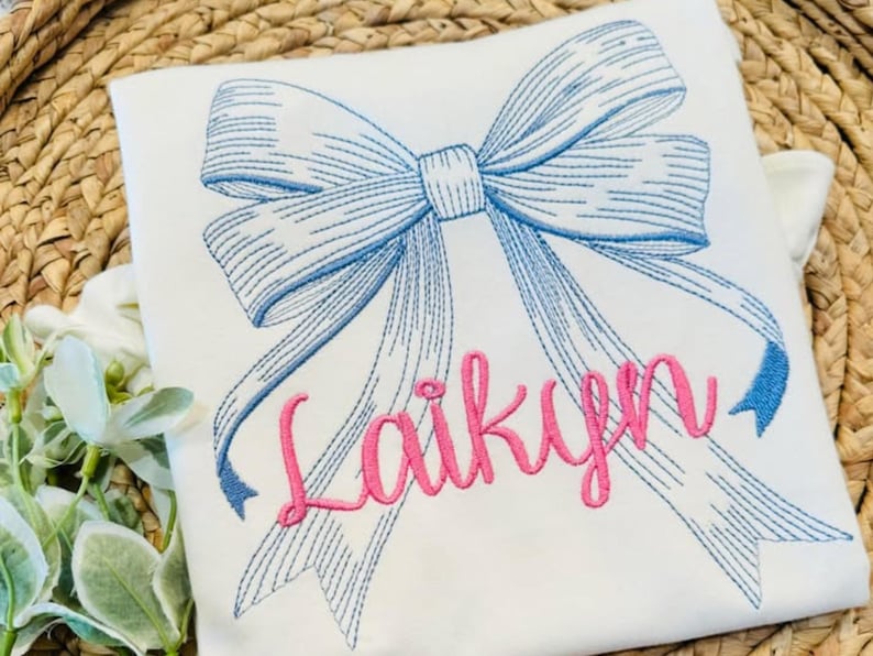 Bow machine embroidery design, Coquette Embroidery Design, Soft Girl Era, Bluework embroidery design Line-work bow il_794xN.6584644954_78k2.jpg