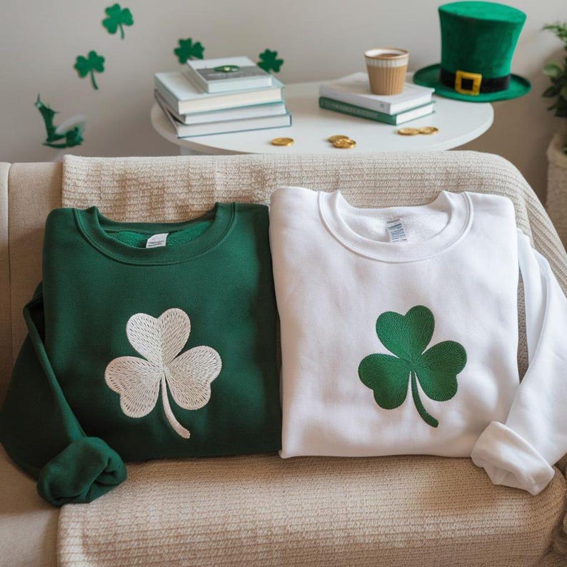 Embroidered St. Patrick's Day Sweatshirt, Irish Shamrock Sweatshirt, Saint Patricks Day Sweatshirt Women, St Patricks Hoodie, St Patricks