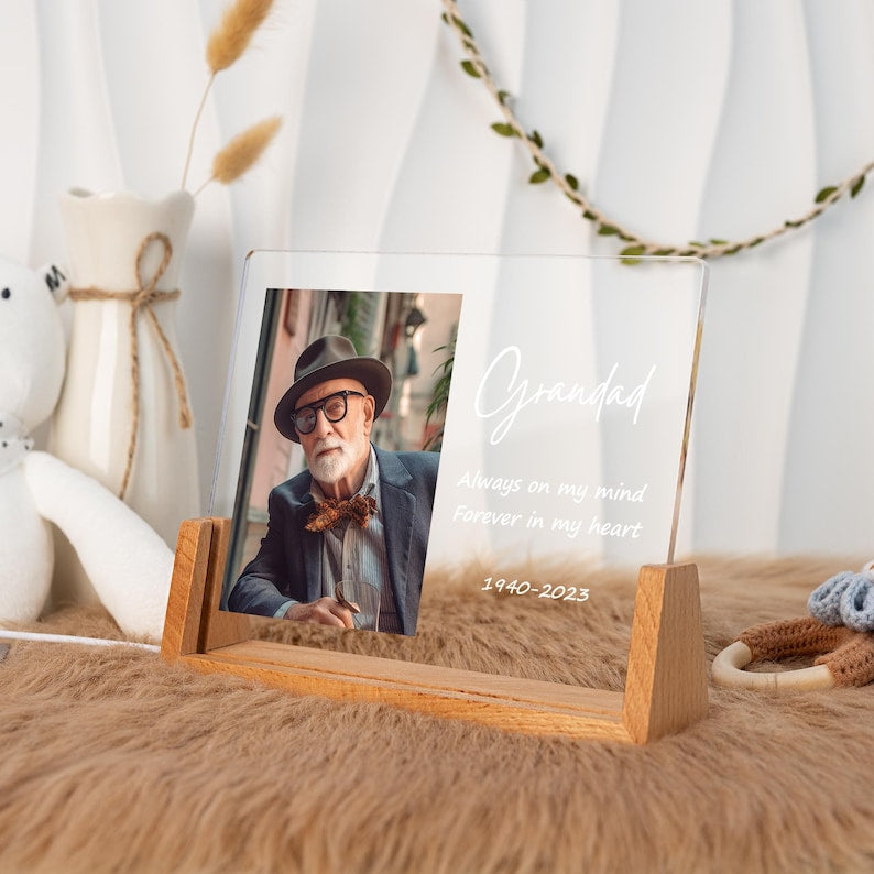 Personalized Picture Frame Memorial Nightlight,Table Lamp In Loving Memory Stand,Condolence Remembrance Loss Sympathy Gift,Passed Away Gift