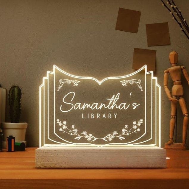 Personalized Library Sign, Custom Library Decor, Bookshelf Decor, Book Lover Gift, Bookish Gifts, Gifts for Readers, Birthday Gift For Her