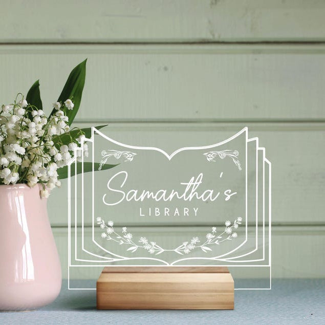 Personalized Library Sign, Custom Library Decor, Bookshelf Decor, Book Lover Gift, Bookish Gifts, Gifts for Readers, Birthday Gift For Her