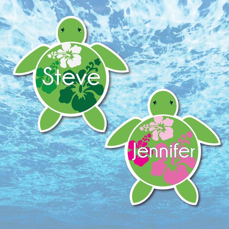 Personalized Sea Turtle Cruise Door Magnet - Custom Tropical Cruise Decor with Hibiscus Shells | Fun Vacation Name Sign