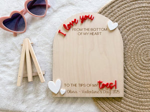 Valentine's Day Handprint Love Board, Kids Footprint Sign, First Valentine's Day Craft, Heart Keepsake Board For Baby's First Valentine