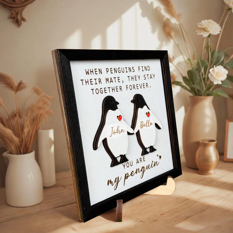 Personalized Penguin Couple Romantic, Penguin Gifts, Personalised You're My Penguin, Gift For Him, Her, Gift for Girlfriend, Boyfriend Gifts