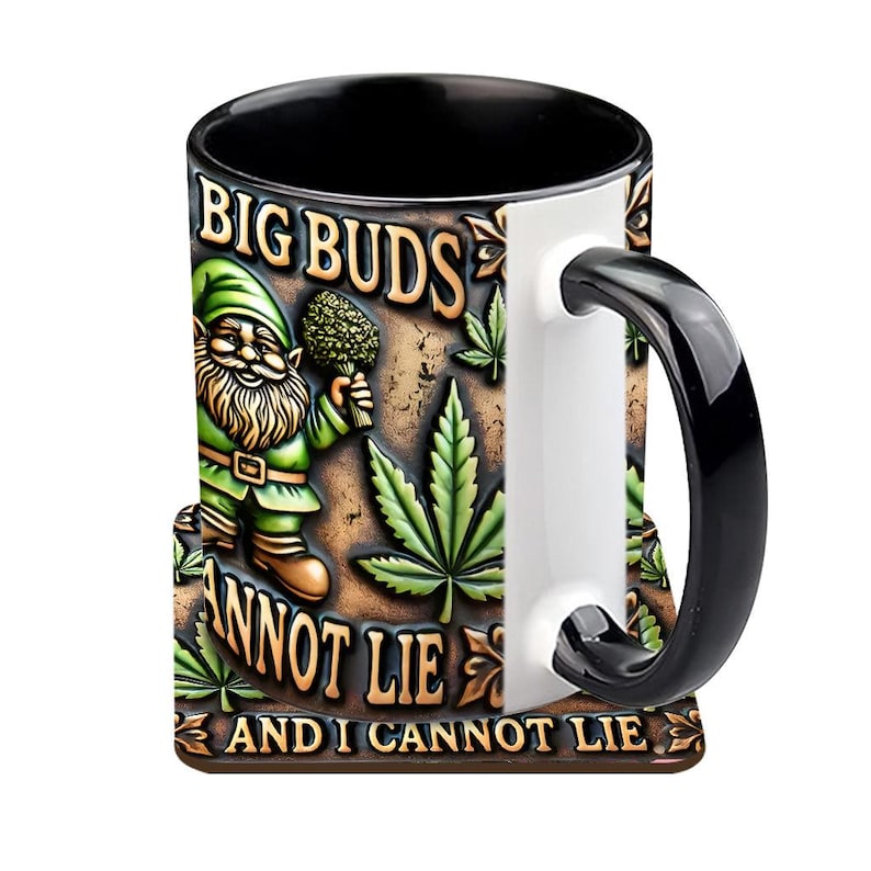 I Like Big Buds Personalized Weed Accent Mug, Marijuana Mug, Funny Weed Cannabis Coffee Mugs, Gifts for Weed Smokers, Travel Mug Can Holder