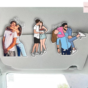 Drive Safe Love You Couple Gift , Custom Photo Car Visor Clip, Gift For Boyfriend Valentine's Day Gift for Him, Faceless Portrait Visor, Dad Gifts, Family Portrait Decoration