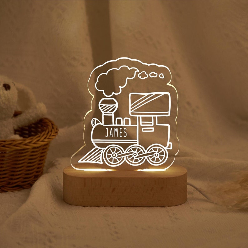 Personalized Train Night light with Name,Boys Bedroom Lamp,Newborn Gift,Nursery Decor,Train Gift for Boy,Children's Light,Gift for Him