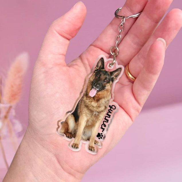 Personalized Photo Keychain, Dog Dad Gift, Custom Acrylic Charm, Dog Keychain, Pet Photo, Logo Printing Keychain, Family Photo Keychain