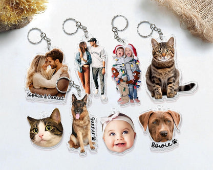 Personalized Photo Keychain, Dog Dad Gift, Custom Acrylic Charm, Dog Keychain, Pet Photo, Logo Printing Keychain, Family Photo Keychain