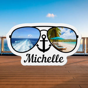 Personalized Sunglasses Cruise Door Magnet, Cruise Name Sunglasses, Alaska, Caribbean, Mediterranean, Cruise Magnets, Cruise Door Decoration