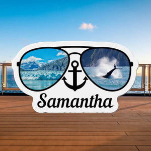 Personalized Sunglasses Cruise Door Magnet, Cruise Name Sunglasses, Alaska, Caribbean, Mediterranean, Cruise Magnets, Cruise Door Decoration