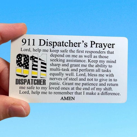 911 Dispatch communications prayer card - Personalized metal wallet card for Emergency Services Dispatch - Custom gift