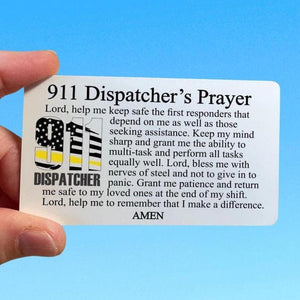 911 Dispatch communications prayer card - Personalized metal wallet card for Emergency Services Dispatch - Custom gift