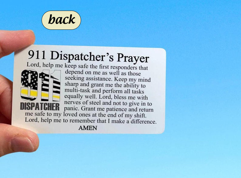911 Dispatch communications prayer card - Personalized metal wallet card for Emergency Services Dispatch - Custom gift
