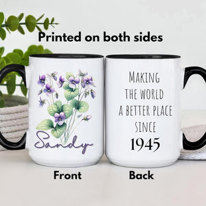 80th birthday gifts, happy 80th birthday mug, wildflowers custom mug, 1945 mug, floral mug, birthday gift for her, 80th birthday mug