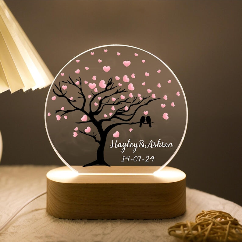 Personalised LOVE BIRDS Night Light - Great Gift for Valentine's - Anniversary Gift - Best Gift For Couples - Wedding Gift
