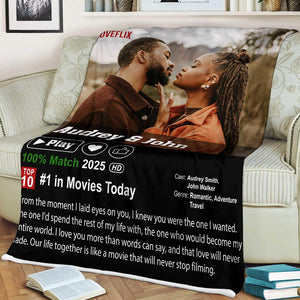 Custom Couple Loveflix Blanket, Personalized Photo Valentine Blanket, Gift For Boyfriend Girlfriend, Present For Wife Husband