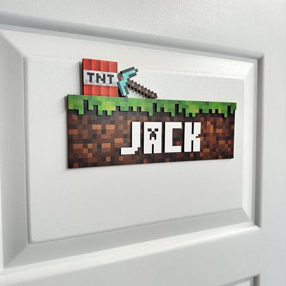 Mining Door Name Sign, Game Room Door Sign, Kids Room Sign, Mine Sign, Gamer Gift, Gamer Door Sign, Kids Room Wall Decor, 3D