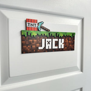 Mining Door Name Sign, Game Room Door Sign, Kids Room Sign, Mine Sign, Gamer Gift, Gamer Door Sign, Kids Room Wall Decor, 3D