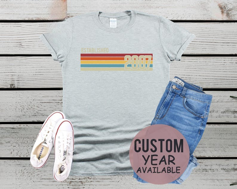 Established 2007, Mens 18th Birthday T-Shirt, Custom Birthday tshirt, personalised Birthday Gift 2025, Vintage Est 2007 Shirt, Custom Year T
