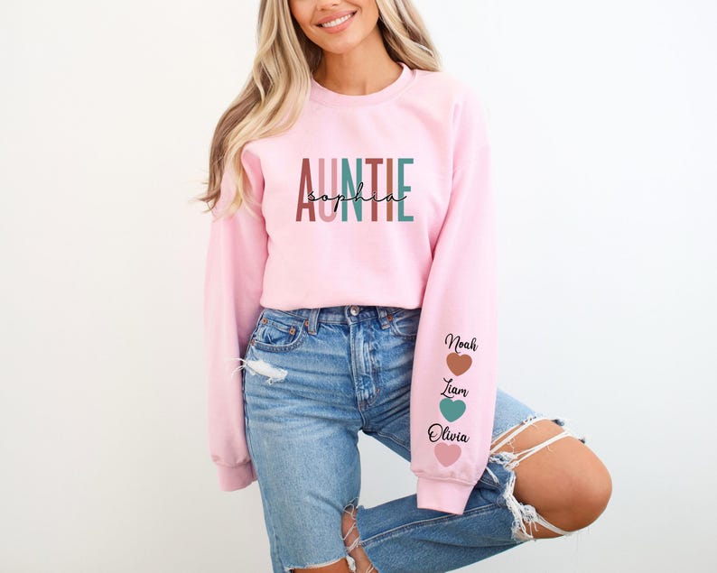 Custom Auntie Sweatshirt, Personalized Aunt Shirt With Niece and Nephew Names, Blessed Aunty Hoodie, Customized Gift For New Aunt, Moms Day