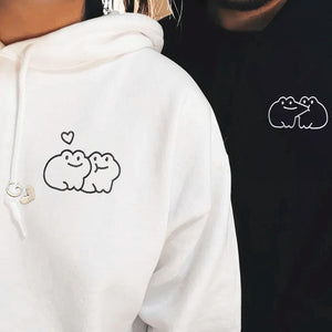 Custom Kissing Frog Embroidered Sweatshirt | Matching Frog Hoodies for Couples | Roman Numeral Hoodies | Anniversary Gifts For Couples