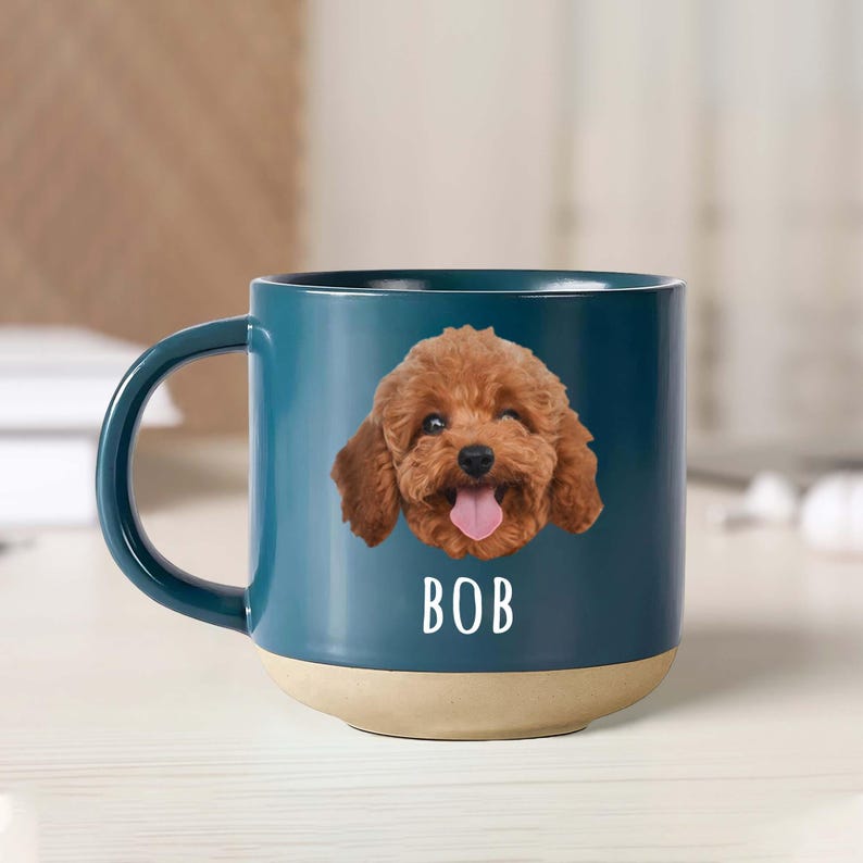 Custom Pet Portrait Pottery Mug, Personalized Gift for Pet Lovers, Unique Keepsake for Dog Parents, Perfect Father's Day, Mother's Day Gift