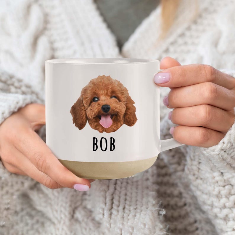 Custom Pet Portrait Pottery Mug, Personalized Gift for Pet Lovers, Unique Keepsake for Dog Parents, Perfect Father's Day, Mother's Day Gift