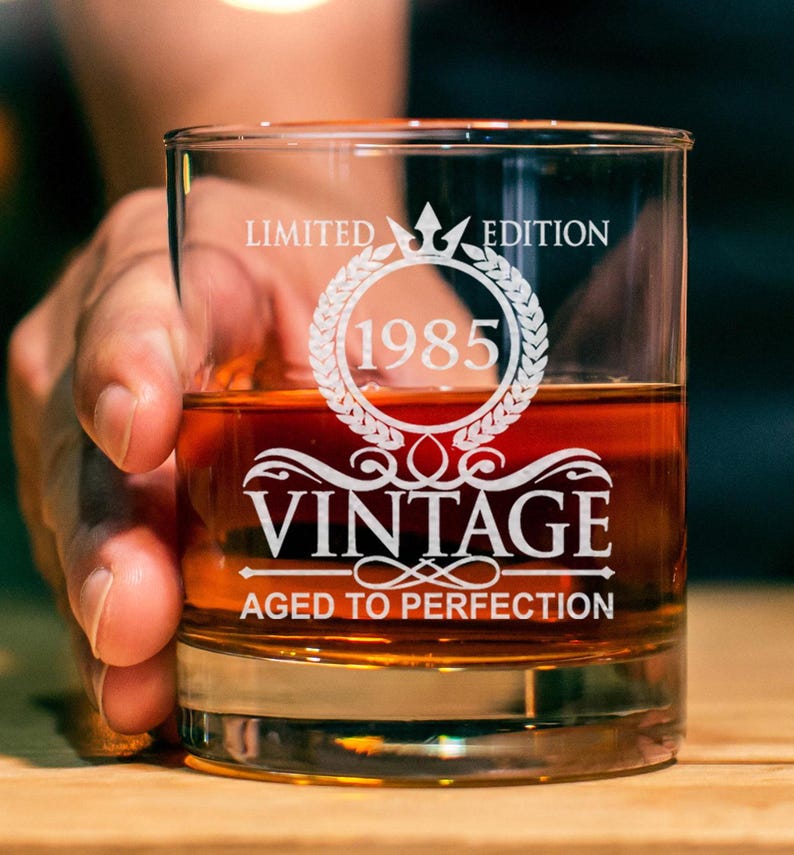 40th Birthday Gift - Age To Perfection Limited Edition - 40th Whiskey Glass - For Anniversary - Birthday Funny Gift - Best Gift For Him, Her