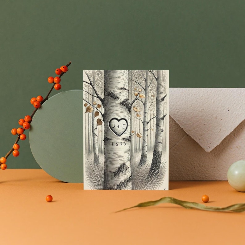 Personalized Love Tree Card - Custom Anniversary, Wedding, Valentine s Day Gift - Romantic Card for Him or Her