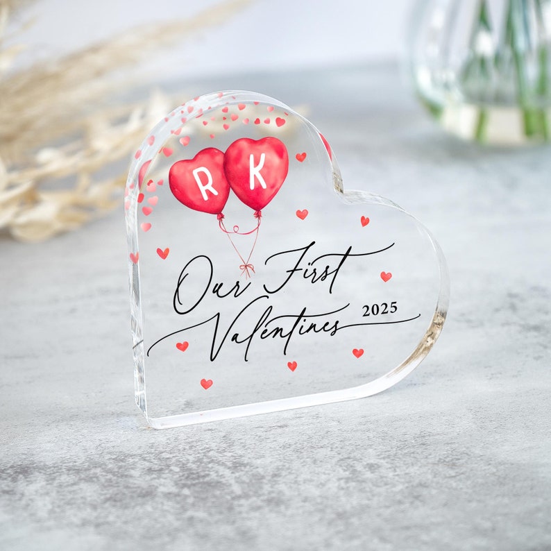 Personalised Our First Valentines Gift, Valentines Heart Plaque, 1st Valentines Together, Gift for Boyfriend Husband Girlfriend Wife