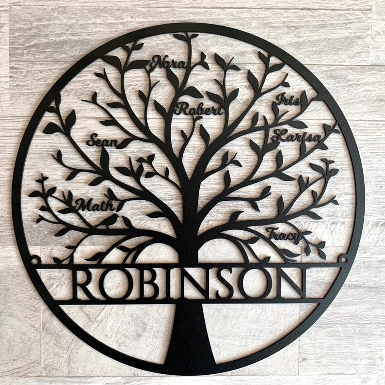 Tree of Life Metal Sign with Last Name and Personalized Names, Home Decoration, Family Tree Wall Art, Family Gifts, Personalized Family Tree